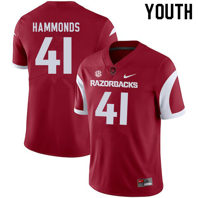 Youth #41 T.J. Hammonds Arkansas Razorbacks College Football Jerseys Sale-Cardinal
